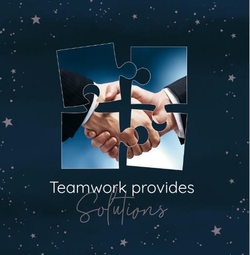Kerstkaart   Teamwork puzzel Achterkant/Voorkant